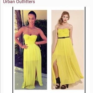 Silence and noise lime green pleated maxi dress